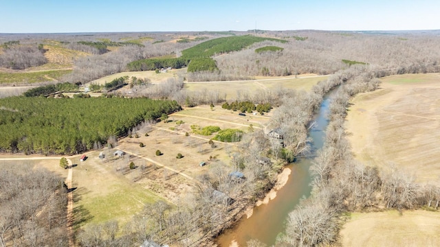 birds eye view of property featuring a rural view