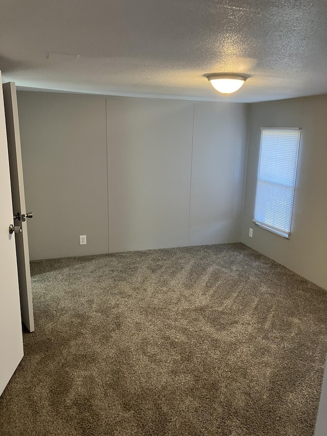 carpeted spare room with a textured ceiling