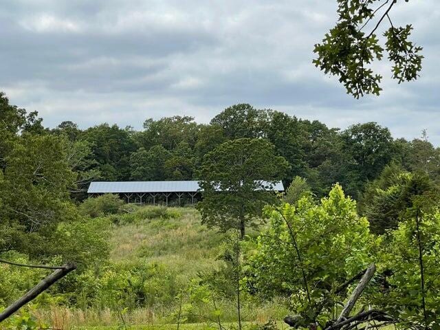 view of community with a wooded view