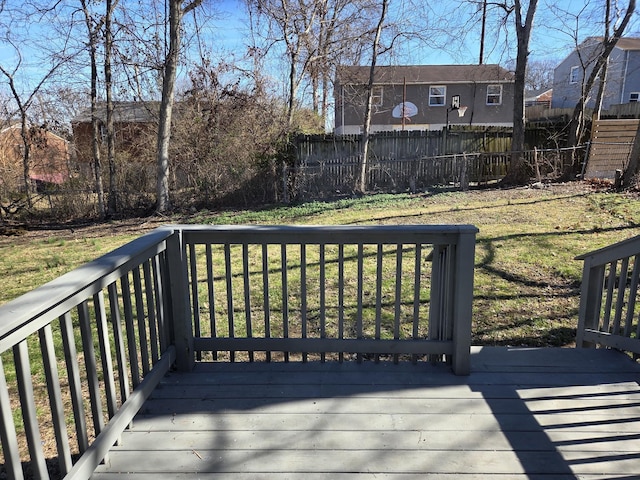 wooden terrace featuring fence