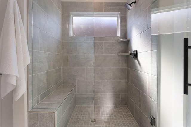 bathroom with a stall shower