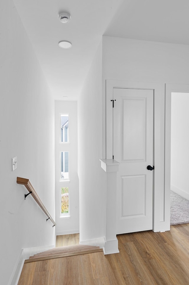 interior space with baseboards and wood finished floors