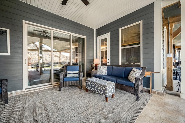 view of patio / terrace with outdoor lounge area and a ceiling fan