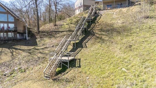 view of yard with stairs