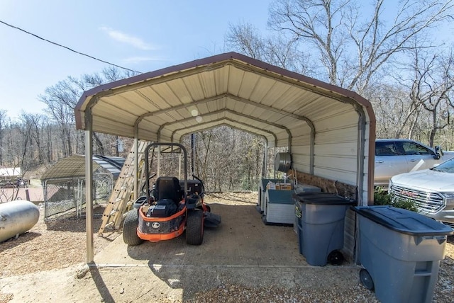 view of parking / parking lot featuring a carport