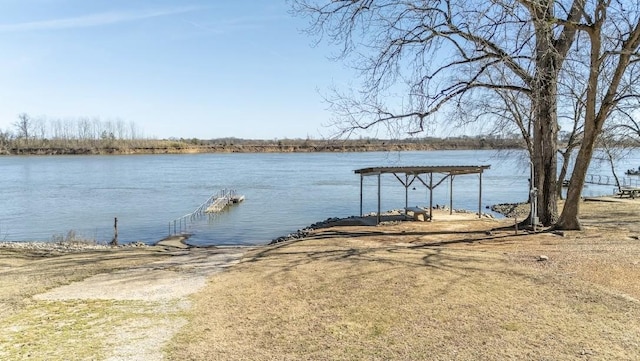 view of dock featuring a water view