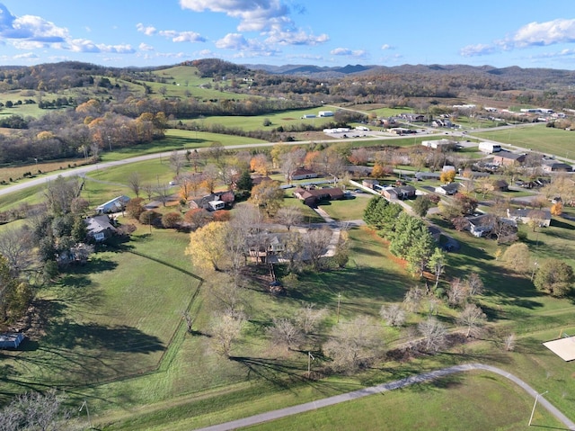 aerial view with a mountain view