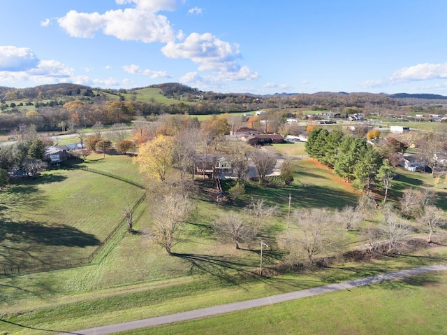 drone / aerial view with a rural view and a mountain view