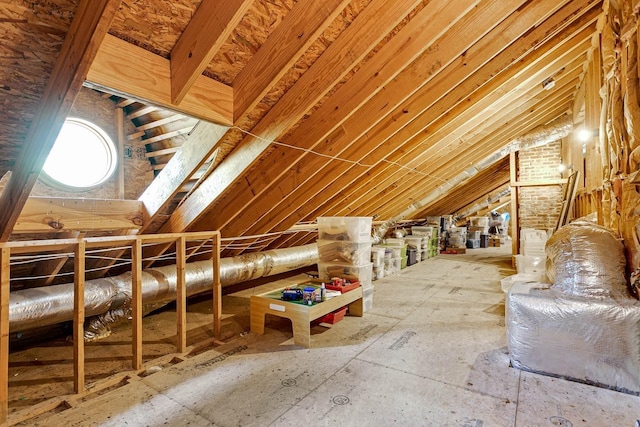 view of unfinished attic