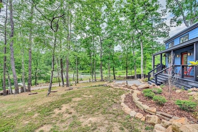 view of yard featuring a porch