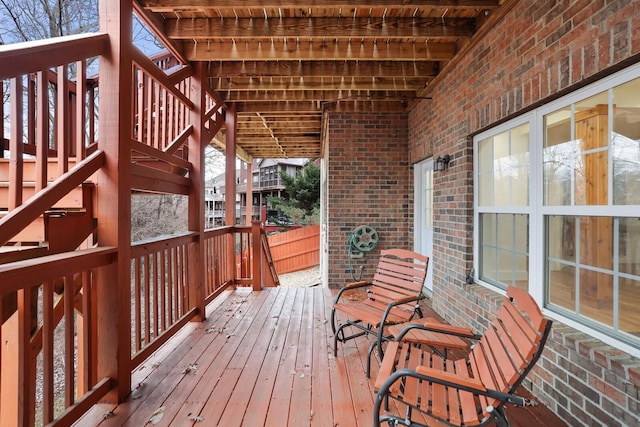 wooden deck with stairs