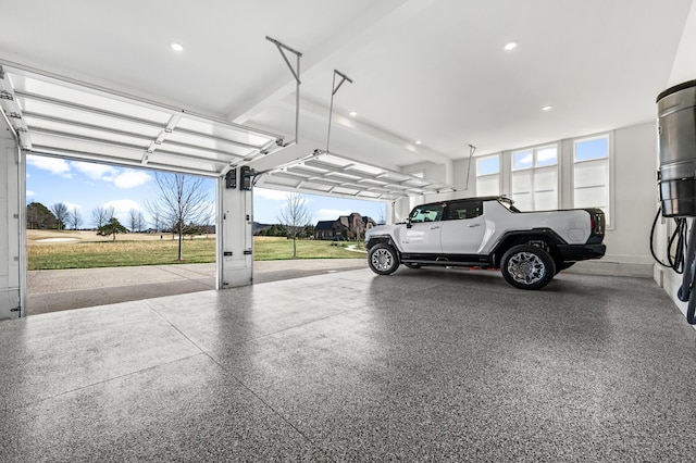 garage featuring recessed lighting