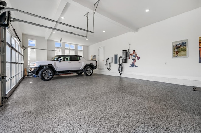 garage with recessed lighting