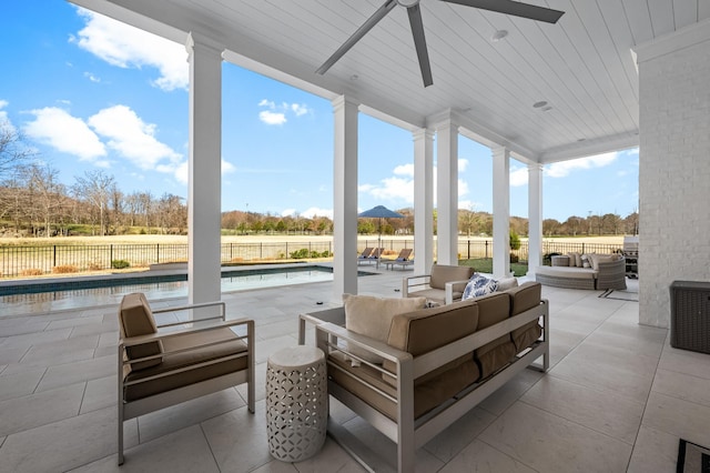 sunroom with wooden ceiling