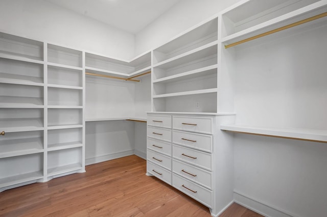 walk in closet featuring light wood-style flooring