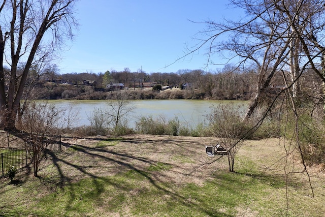 water view featuring fence