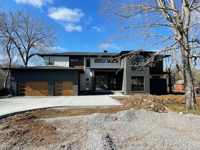 contemporary home featuring a garage