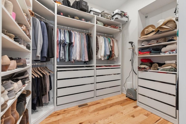 spacious closet with wood finished floors