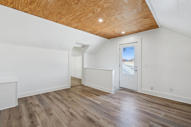 120 Wilkerson Ln, Portland, TN 37148 - bonus room with vaulted ceiling, wooden ceiling, wood finished floors, and baseboards