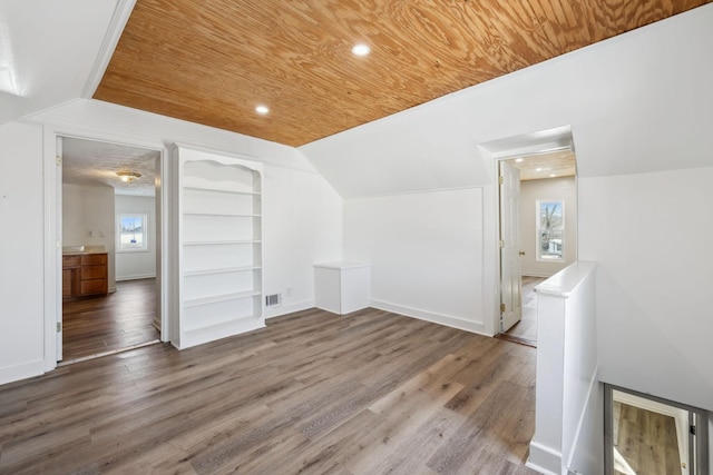 120 Wilkerson Ln, Portland, TN 37148 - bonus room with built in shelves, a wealth of natural light, wood ceiling, and wood finished floors