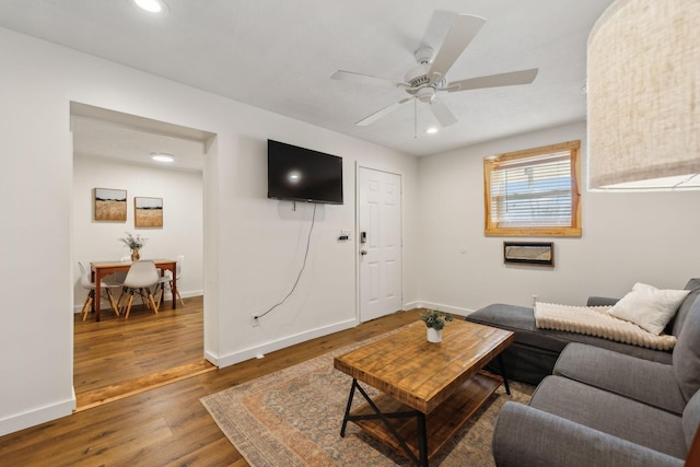 120 Wilkerson Ln, Portland, TN 37148 - living area with a ceiling fan, recessed lighting, baseboards, and wood finished floors
