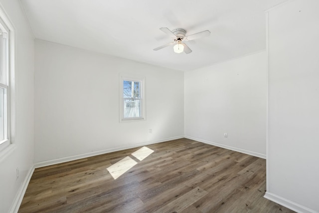 120 Wilkerson Ln, Portland, TN 37148 - empty room with wood finished floors, a ceiling fan, and baseboards