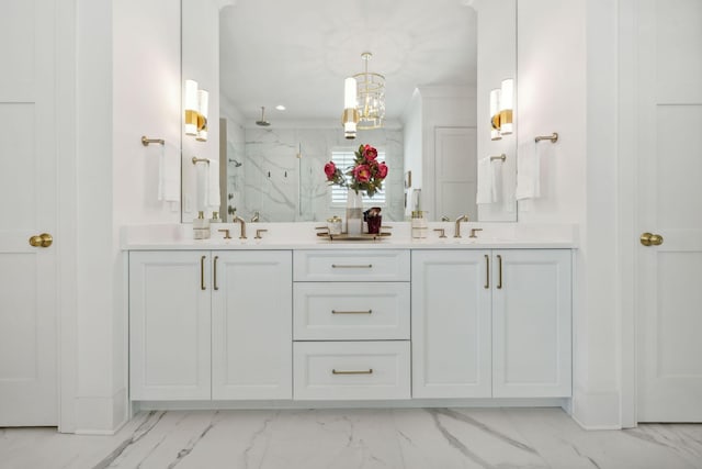 6324 Percheron Ln, Arrington, TN 37014 - full bath featuring marble finish floor, a marble finish shower, and a sink