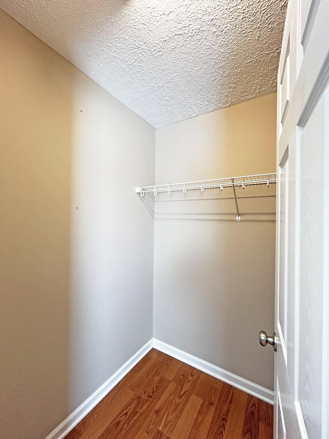 walk in closet featuring dark wood-style flooring