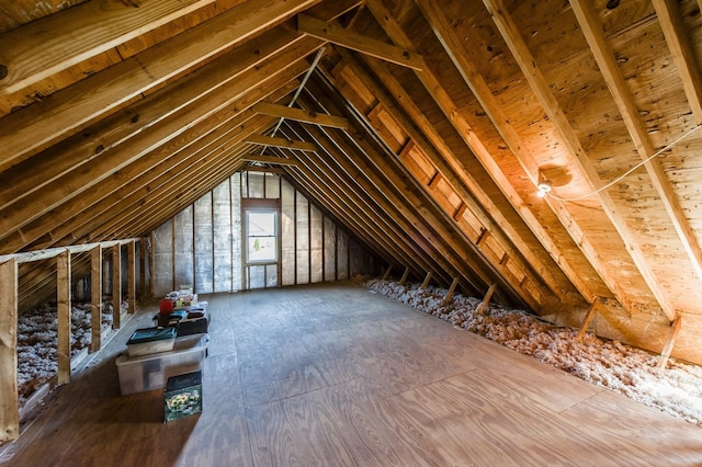 view of unfinished attic