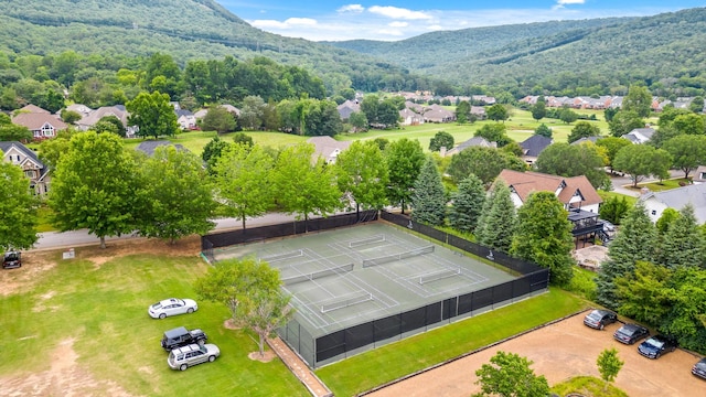 aerial view with a residential view and a mountain view