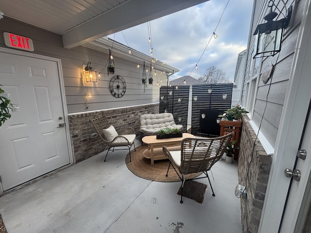 view of patio / terrace featuring an outdoor hangout area