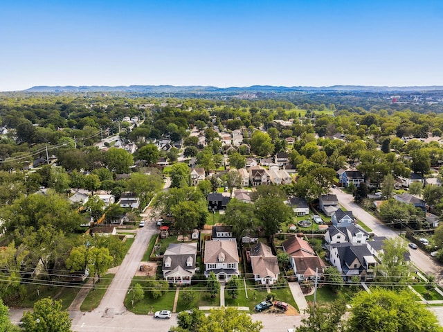 aerial view with a mountain view and a residential view