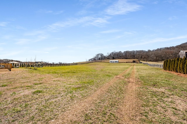 view of yard with a rural view