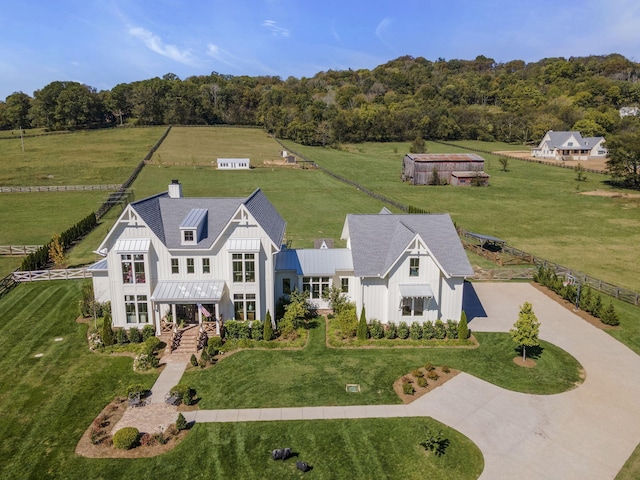 drone / aerial view featuring a rural view