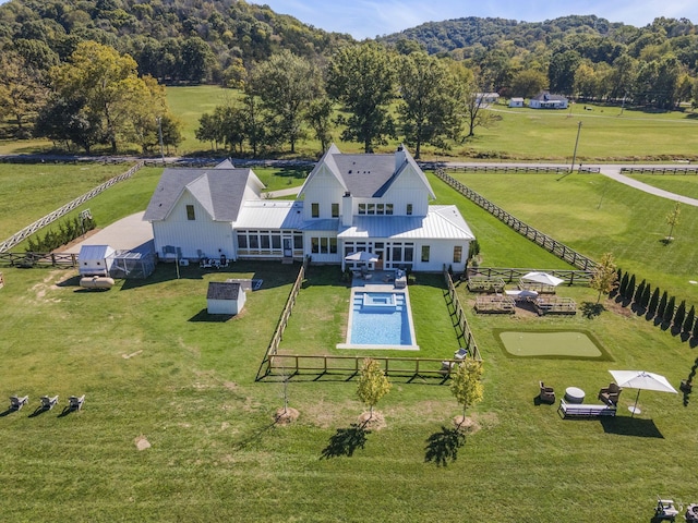 bird's eye view with a rural view