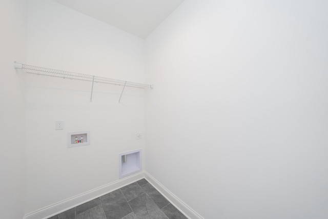 laundry room with baseboards, laundry area, washer hookup, and hookup for an electric dryer