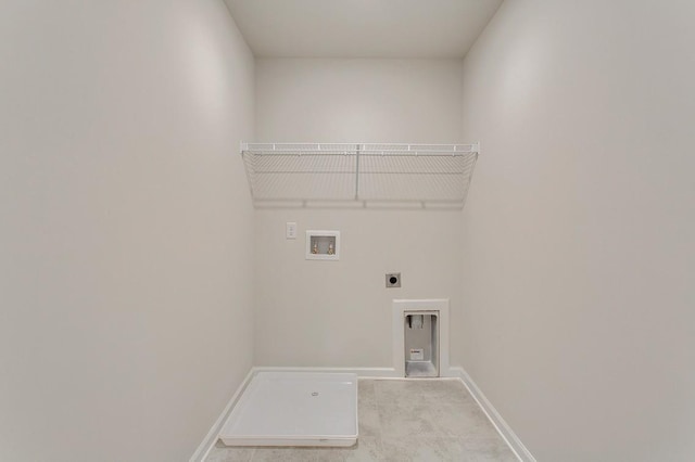 laundry area featuring laundry area, baseboards, washer hookup, and hookup for an electric dryer