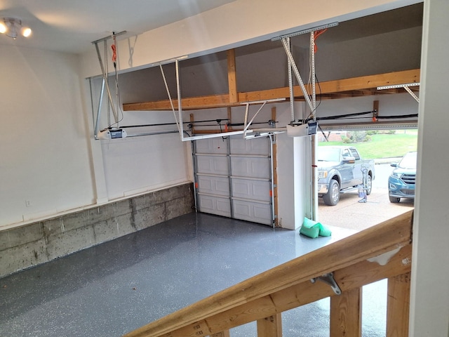 garage with a garage door opener