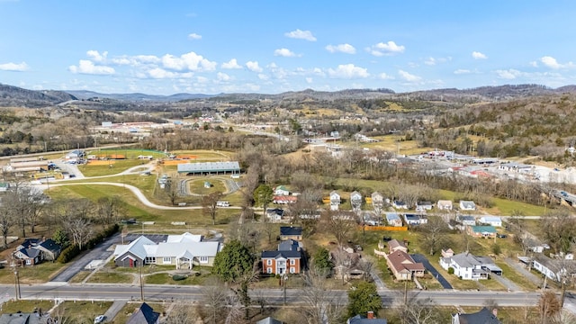 aerial view with a residential view and a mountain view