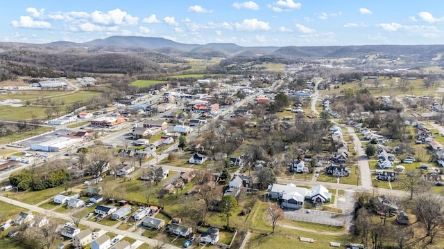 birds eye view of property featuring a residential view and a mountain view