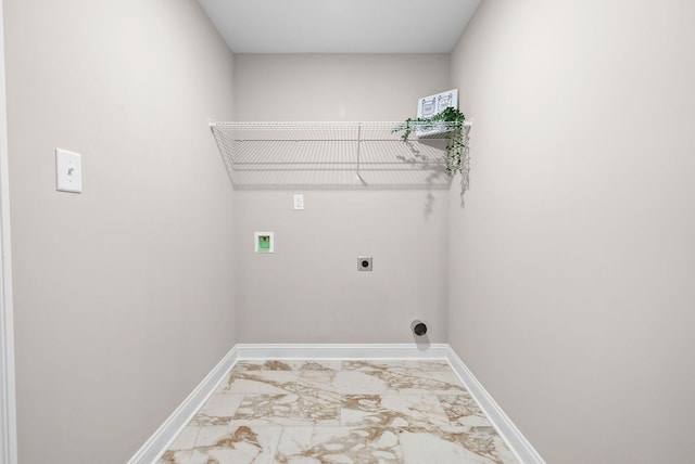 148 Cardinal Crk, Clarksville, TN 37040 - clothes washing area with marble look tiles, hookup for an electric dryer, washer hookup, and baseboards