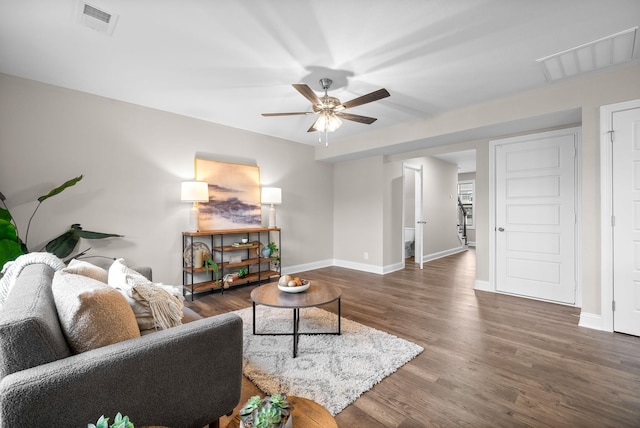 148 Cardinal Crk, Clarksville, TN 37040 - living room with ceiling fan, wood finished floors, and baseboards