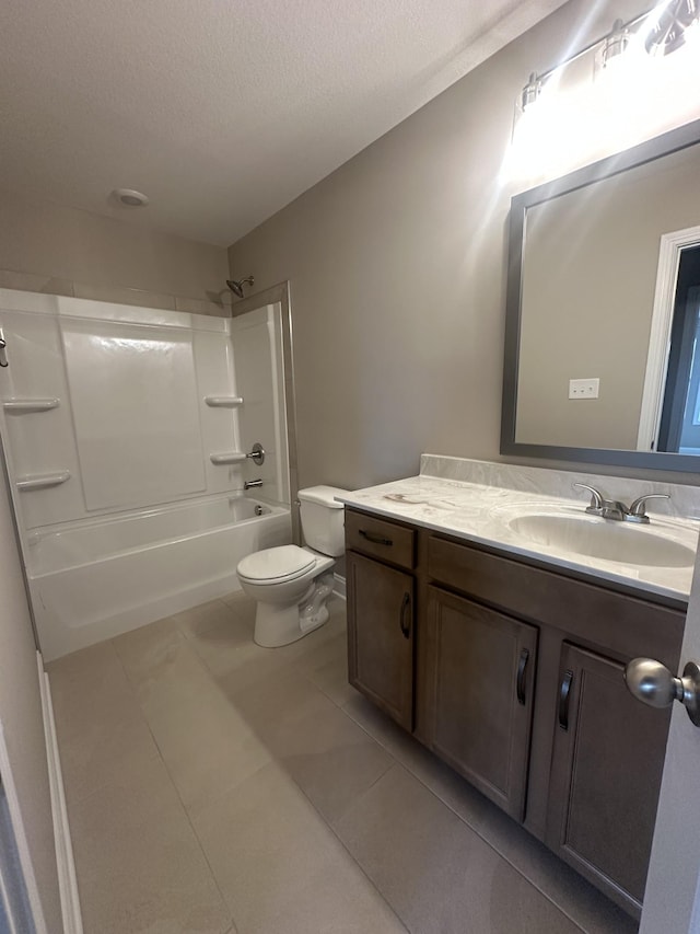 148 Cardinal Crk, Clarksville, TN 37040 - bathroom featuring vanity, toilet, tile patterned floors, a textured ceiling, and washtub / shower combination