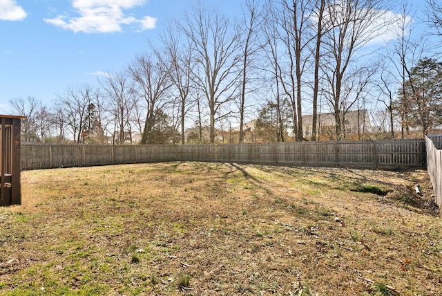 view of yard featuring a fenced backyard