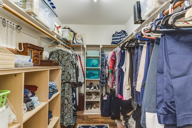 spacious closet with wood finished floors