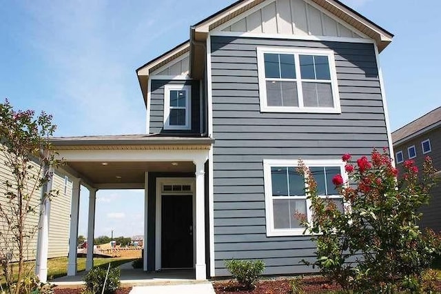 view of front of house featuring board and batten siding