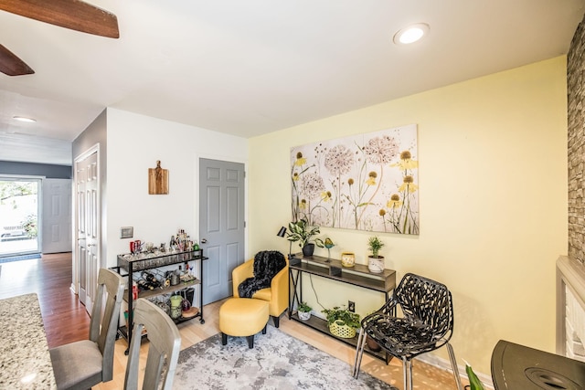 living area with wood finished floors