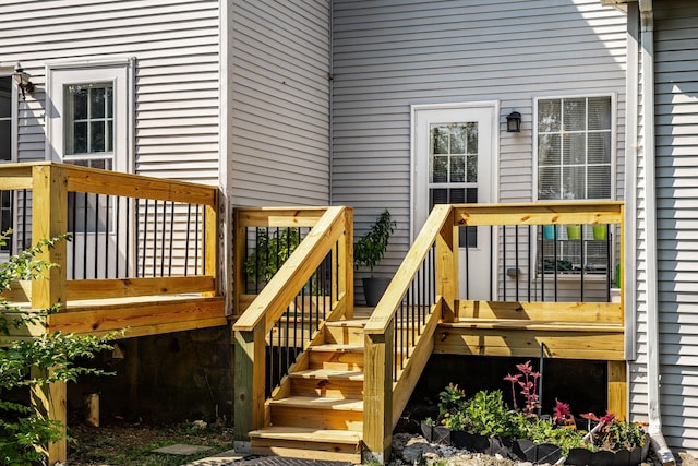 deck featuring stairs