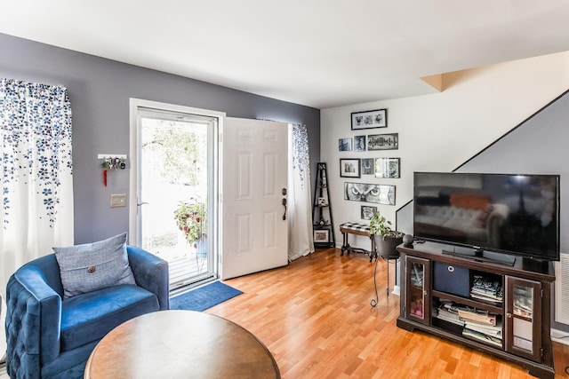 living area featuring light wood-style floors