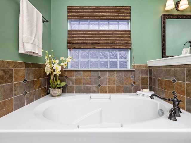 bathroom featuring a garden tub